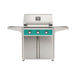 American Outdoor Grill 30" T-Series Portable Gas Grill in teal accent panel and cart base.
