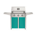 American Outdoor Grill 30" T-Series Portable Gas Grill with teal cart accent panel.
