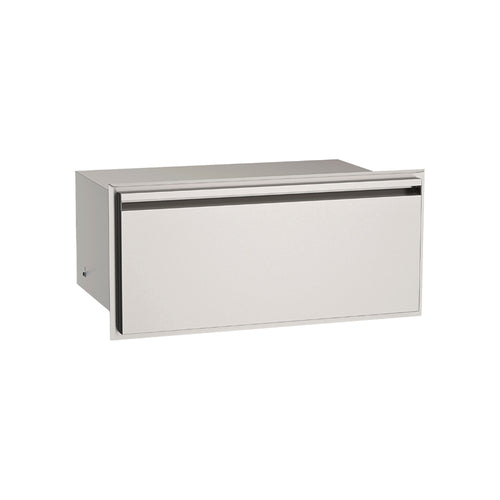 Close up look of stainless steel American Outdoor Grill Utility Drawer
