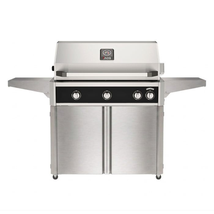 American Outdoor Grill 36" L-Series Portable Gas Grill in black accent panel and cart base.
