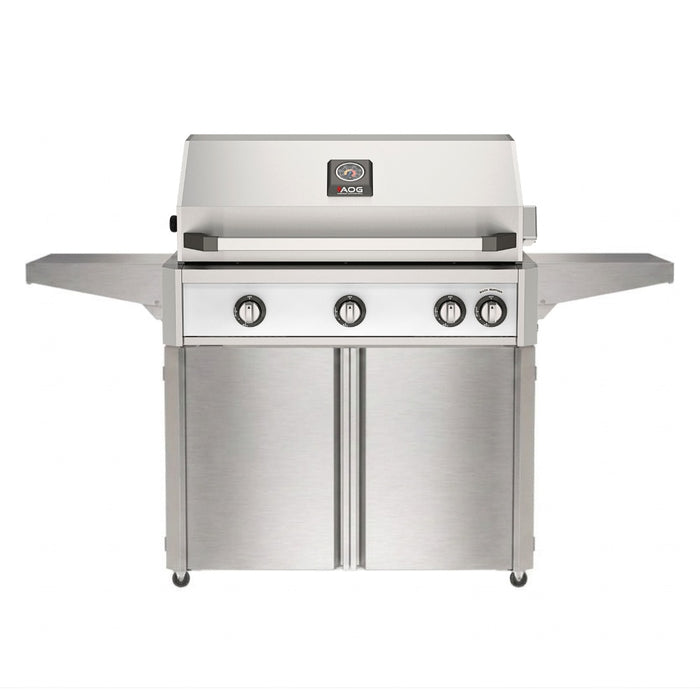 American Outdoor Grill 36" L-Series Portable Gas Grill in white accent panel and cart base.
