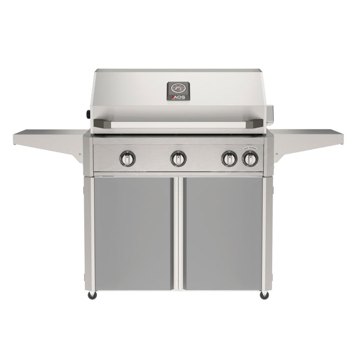 American Outdoor Grill 36" L-Series Portable Gas Grill with gray cart accent panel.
