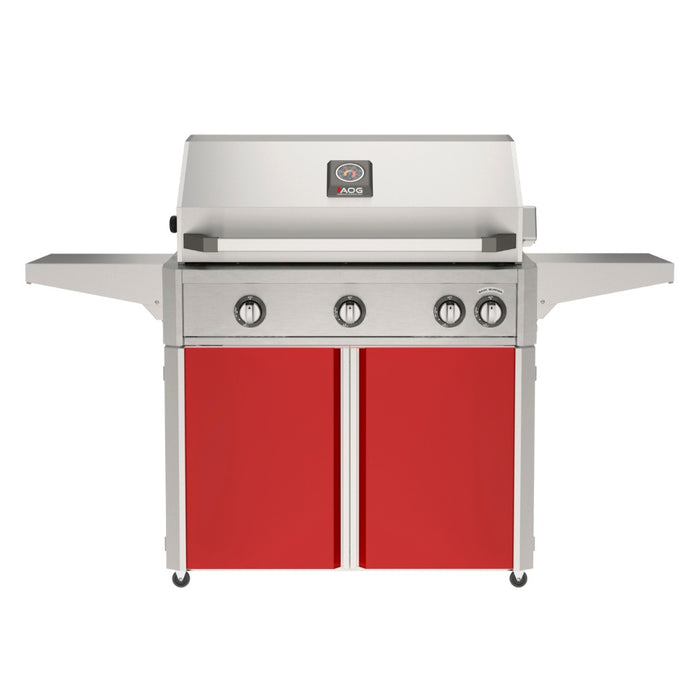 American Outdoor Grill 36" L-Series Portable Gas Grill with red cart accent panel.
