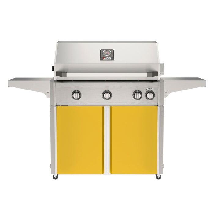 American Outdoor Grill 36" L-Series Portable Gas Grill with yellow cart accent panel.
