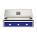 American Outdoor Grill 36" T-Series Built-in Gas Grill (blue)— stainless steel grill head with diamond sear cooking grids and backlit comfort-touch control knobs.