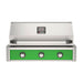 American Outdoor Grill 36" T-Series Built-in Gas Grill (green)— stainless steel grill head with diamond sear cooking grids and backlit comfort-touch control knobs.