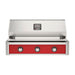 American Outdoor Grill 36" T-Series Built-in Gas Grill (red)— stainless steel grill head with diamond sear cooking grids and backlit comfort-touch control knobs.