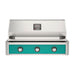American Outdoor Grill 36" T-Series Built-in Gas Grill (teal)— stainless steel grill head with diamond sear cooking grids and backlit comfort-touch control knobs.