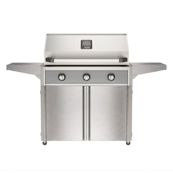 American Outdoor Grill 36" T-Series Portable Gas Grill with gray cart accent panel.

