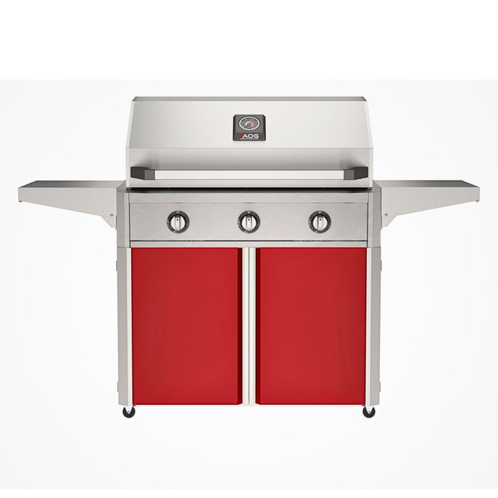 American Outdoor Grill 36" T-Series Portable Gas Grill with red cart accent panel.
