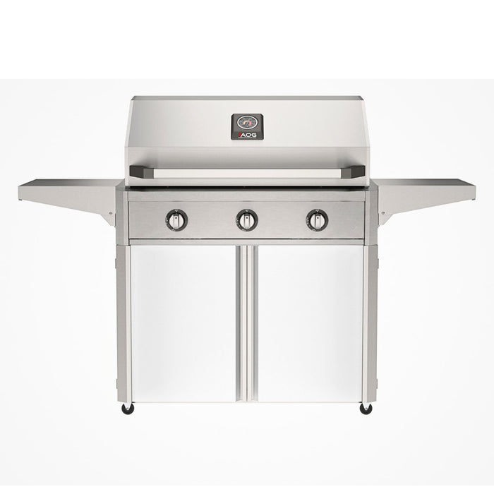 American Outdoor Grill 36" T-Series Portable Gas Grill with white cart accent panel.
