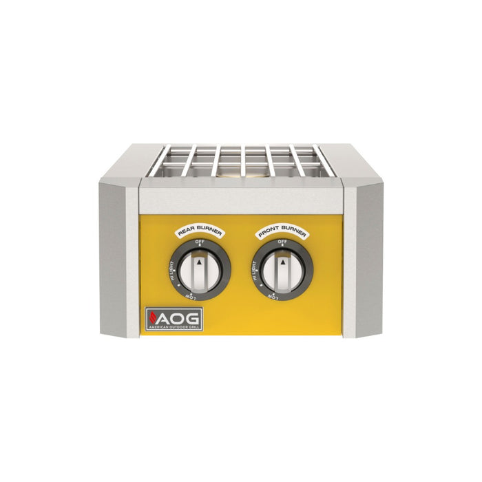 American Outdoor Grill L-Series Double Side Burner with yellow accent panel
