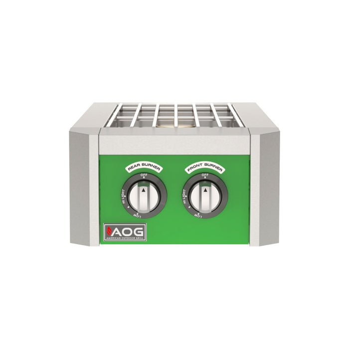 American Outdoor Grill T-Series Double Side Burner with green accent panel
