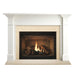 Beige Stone MBBEEMS1PK1 Set 2 Stone Fireplace Surround Installed With Transitional Style Merritt Flush Wood Mantel