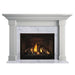 Bianco White Marble MBBVMS1PK1 Set 2 Stone Fireplace Surround Installed With Transitional Style Kenwood Flush Wood Mantel