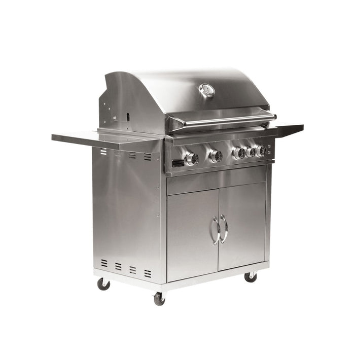 Broilmaster 32" B Series Loaded Built-In Stainless Gas Grill matching stainless cart.