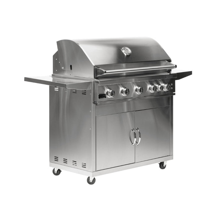 Broilmaster 40" B Series Loaded Built-In Stainless Gas Grill with matching stainless cart.