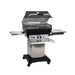 Broilmaster P3SX Super Premium Cast Aluminum Gas Grill Head with stainless steel drops down shelf, stainless steel front shelf and stainless cart base.