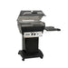 Broilmaster P3X Super Premium Cast Aluminum Gas Grill Head with black solid surface side shelf and black cart base.