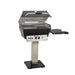 Broilmaster P3X Super Premium Cast Aluminum Gas Grill Head with black solid surface side shelf and stainless steel 26" patio post.
