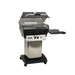 Broilmaster P3XF Super Premium Cast Aluminum Gas Grill Head with black solid surface side shelf and stainless cart base.
