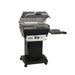 Broilmaster P3XF Super Premium Cast Aluminum Gas Grill Head with black solid surface side shelf and black cart base.