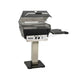 Broilmaster P3XF Super Premium Cast Aluminum Gas Grill Head with black solid surface side shelf and stainless steel 26" patio post.
