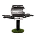 Broilmaster P4X Super Premium Cast Aluminum Gas Grill Head with black solid surface side shelves and painted steel 48" in-ground post.
