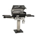 Broilmaster Q3X Gas Slow Cooker / Smoker Head with black solid surface side shelves and stainless steel 26" patio post.
