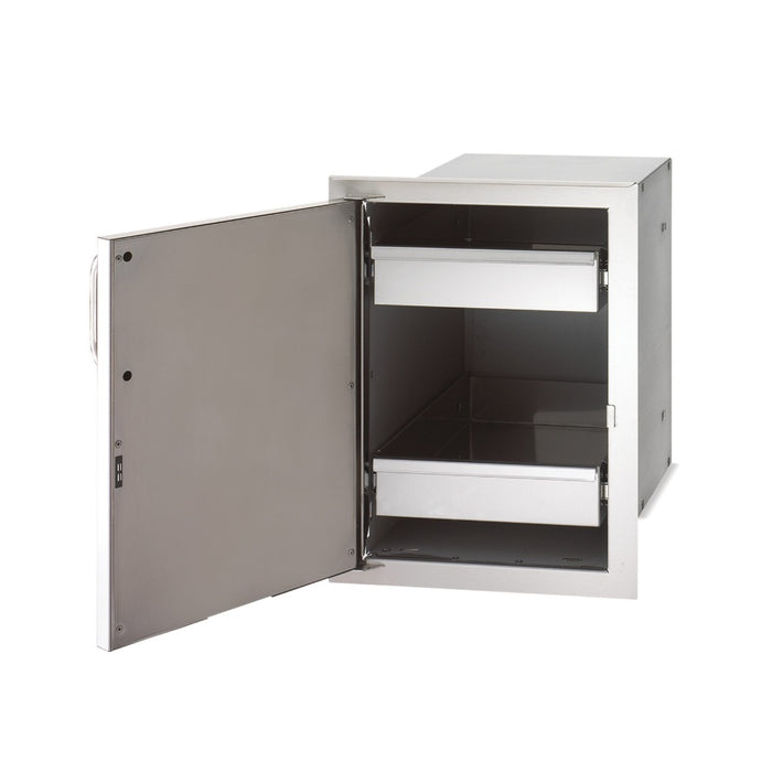 Fire Magic 3-Series Single Door w/ Dual Drawers shown in left hinge