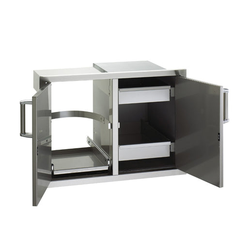 Fire Magic 5-Series Double Doors w/ Tank Tray, Louvers & Dual Drawers open doors