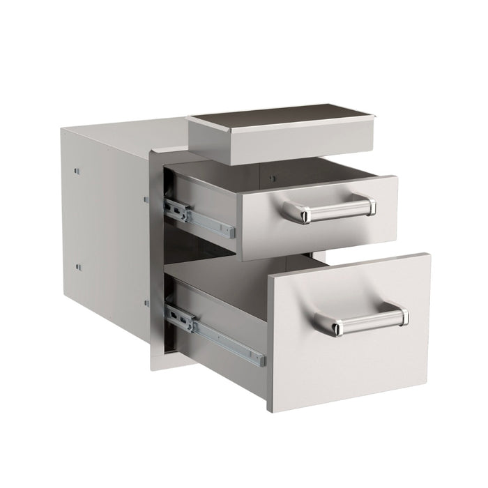 Fire Magic 5-Series Double Drawer shown in open doors