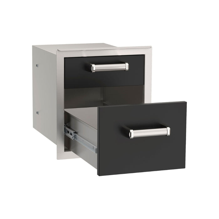 Fire Magic Echelon Black Double Drawer shown in open door