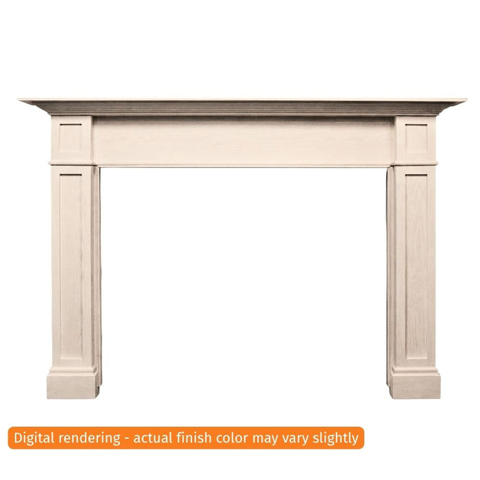 Fireside Finishings Acadia A 61-1/2" Whitewash Flush Wood Mantel Product
