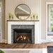 Fireside Finishings Laurel Ebony installed above a gas fireplace in a inviting living room.