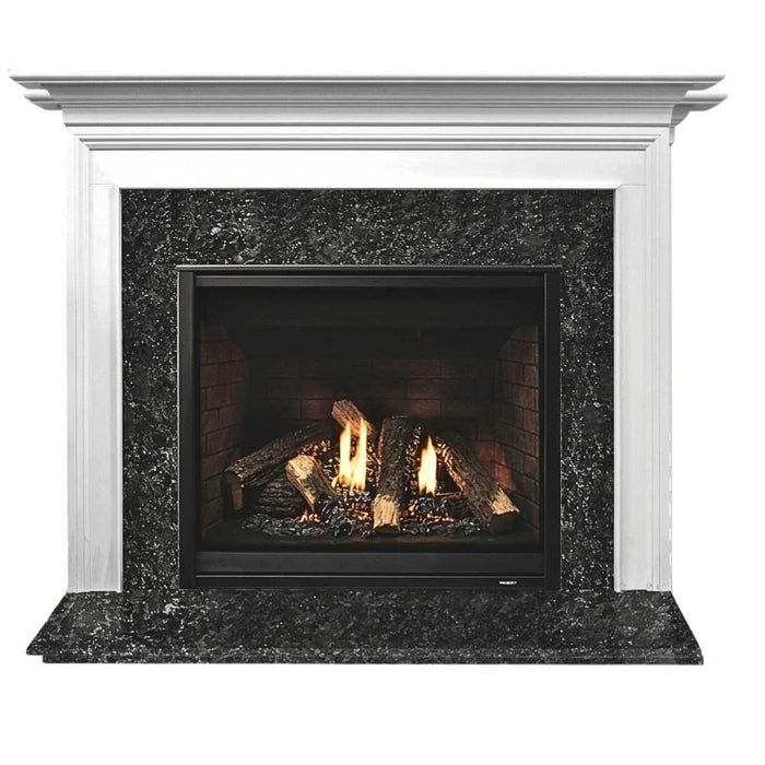 Fireside Finishings Richland Flush Wood Mantel Transitional Style with Steel Gray Granite