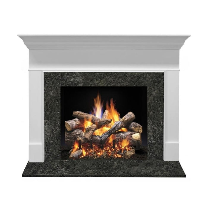 Fireside finishings wescott flush wood mantel installed together with fireside finishings steel gray granite.