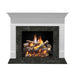 Fireside finishings wescott flush wood mantel installed together with fireside finishings steel gray granite.