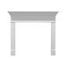 Fireside finishings wescott flush wood mantel in a white bckground.