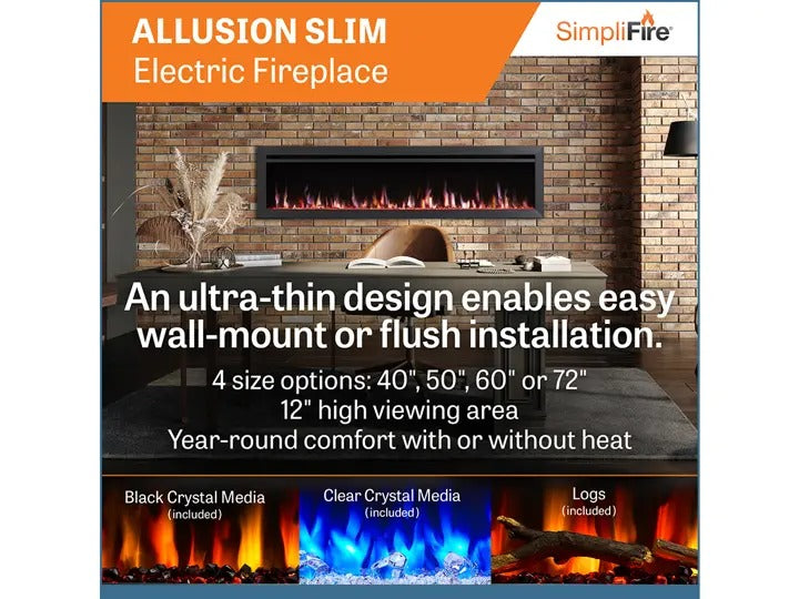 SimpliFire Allusion Slim 50-Inch Electric Fireplace | SF-ALLS50