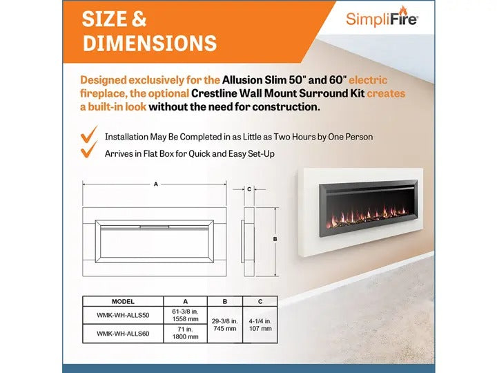 SimpliFire Allusion Slim 50-Inch Electric Fireplace | SF-ALLS50