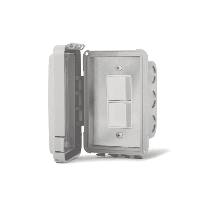 Single configuration Infratech duplex/stack switch assembly flush mount with weatherproof cover