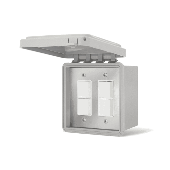 Single configuration Infratech duplex/stack switch assembly flush mount with weatherproof and box cover