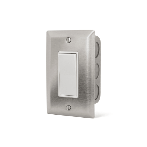 Single configuration Infratech simple on/off switch assembly flush mount with SS wall plate and gang box