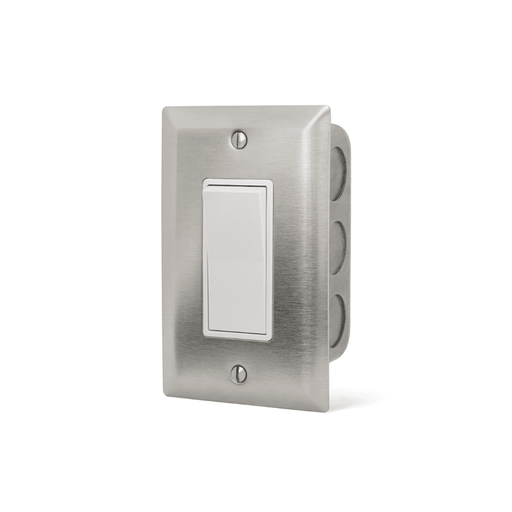Single configuration Infratech simple on/off switch assembly flush mount with SS wall plate and gang box