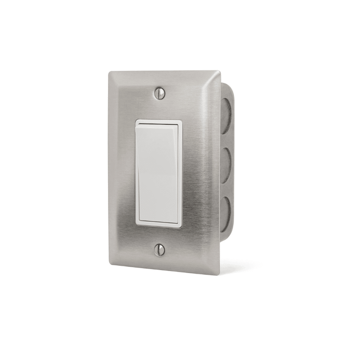 Single configuration Infratech simple on/off switch assembly flush mount with SS wall plate and gang box