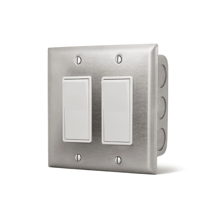 Dual configuration Infratech simple on/off switch assembly flush mount with SS wall plate and gang box

