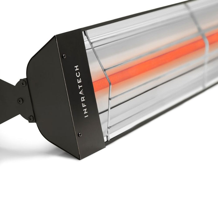 Detail shot of Infratech W-series electric patio heater in black-textured finish
