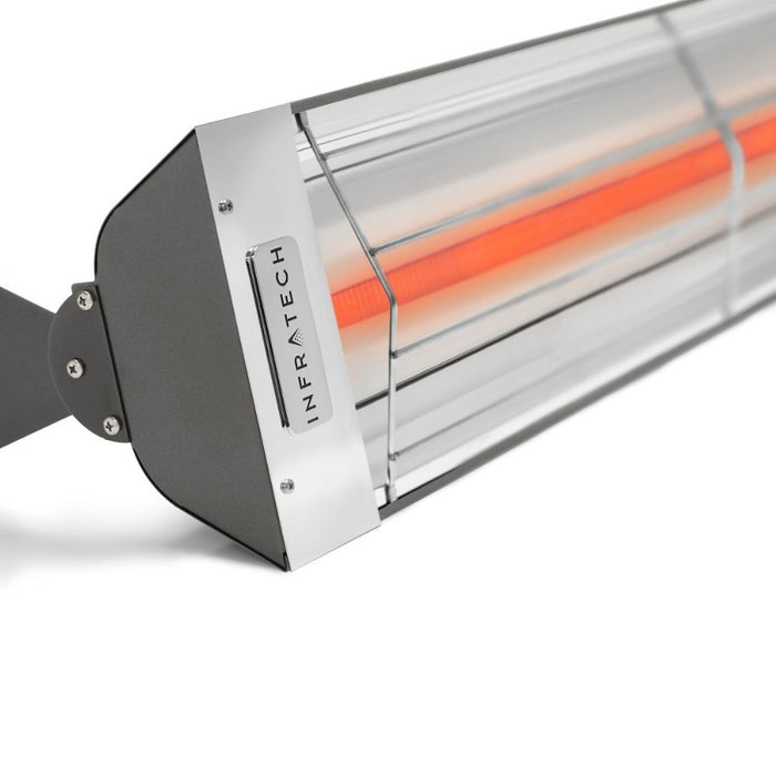 Detail shot of Infratech W-series electric patio heater in grey finish
