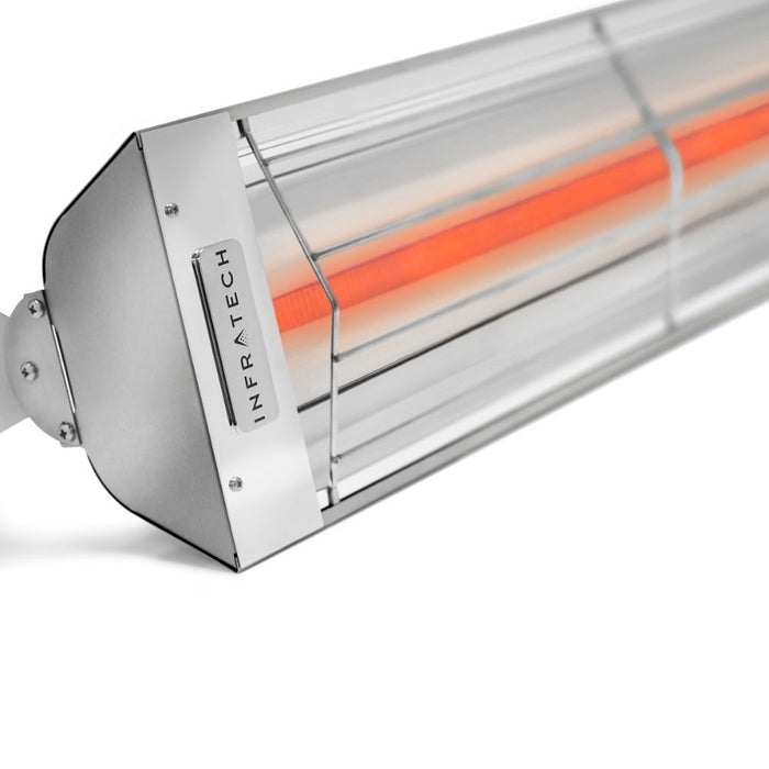 Detail shot of Infratech W-series electric patio heater in stainless steel finish
